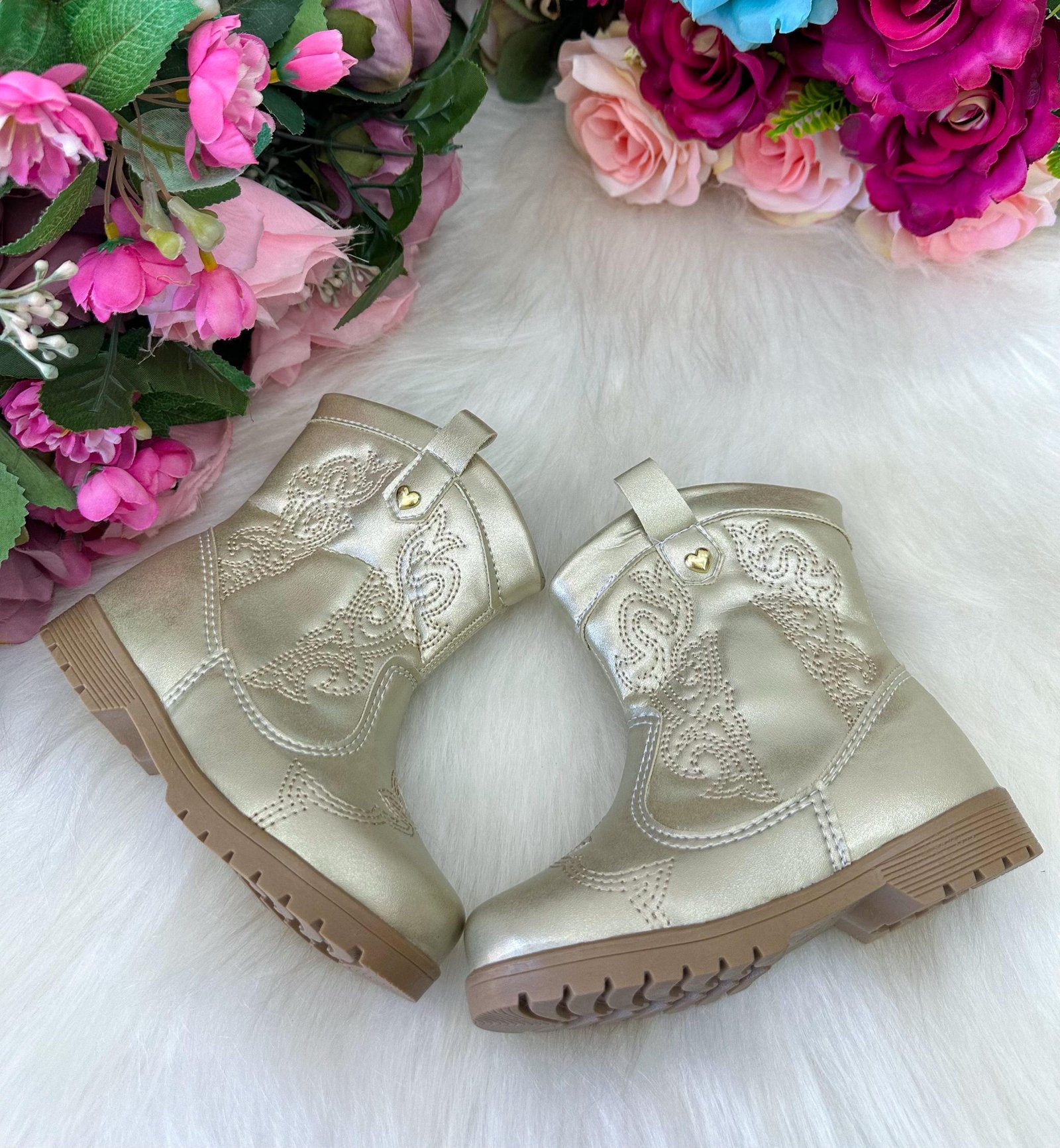 Bota/ Coturno Flor Di Mila Boiadeira Texana Liz Dourado - Imagem 4
