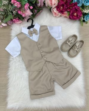 Conjunto Social Miss Cherry Leandro Colete Bege