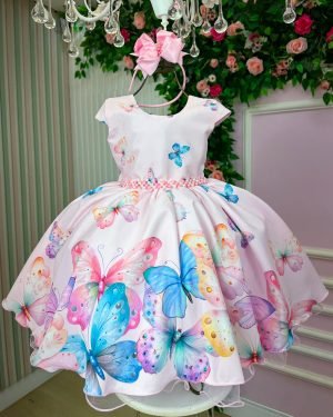 Vestido Giovanella/Giovanela Jardim das Borboletas Rosa Patr