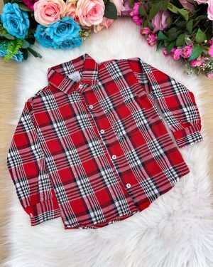 Camisa Junina Xadrez Flanela/Flanelada Isaac Vermelha