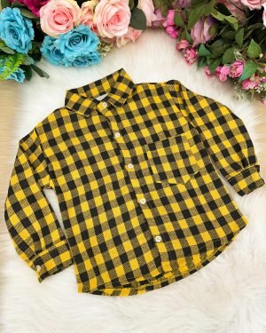 Camisa Junina Xadrez Flanela/Flanelada Benicio Amarelo