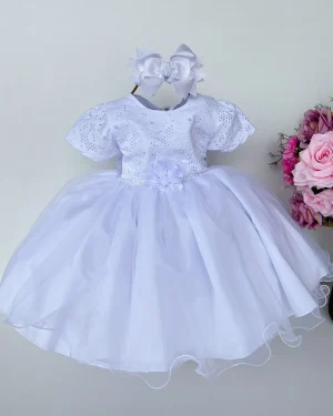 Vestido Marie Bebe Branco Flor