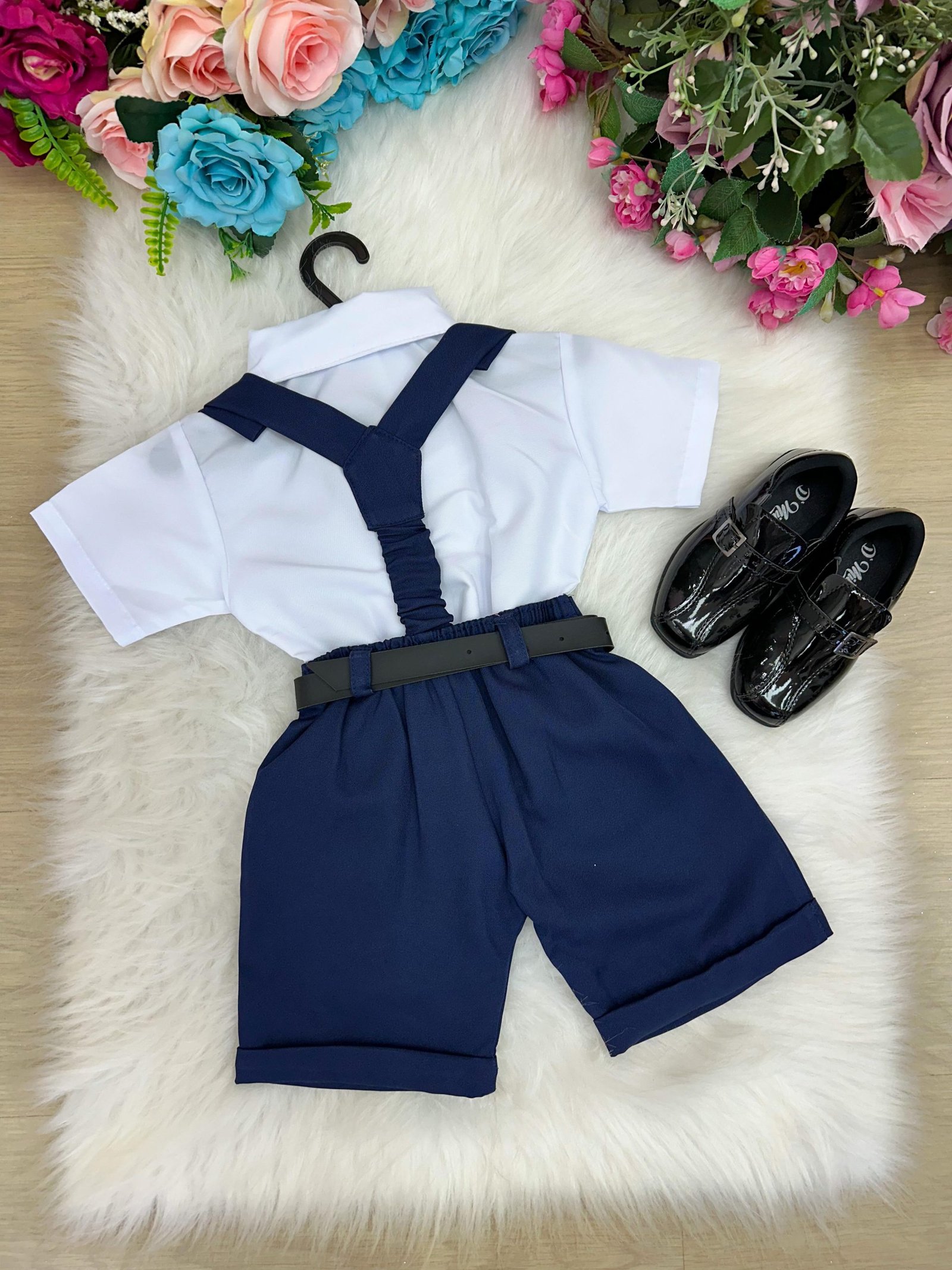 Conjunto Miss Cherry Meninos Social Shorts Ravi Azul Marinho - Imagem 4