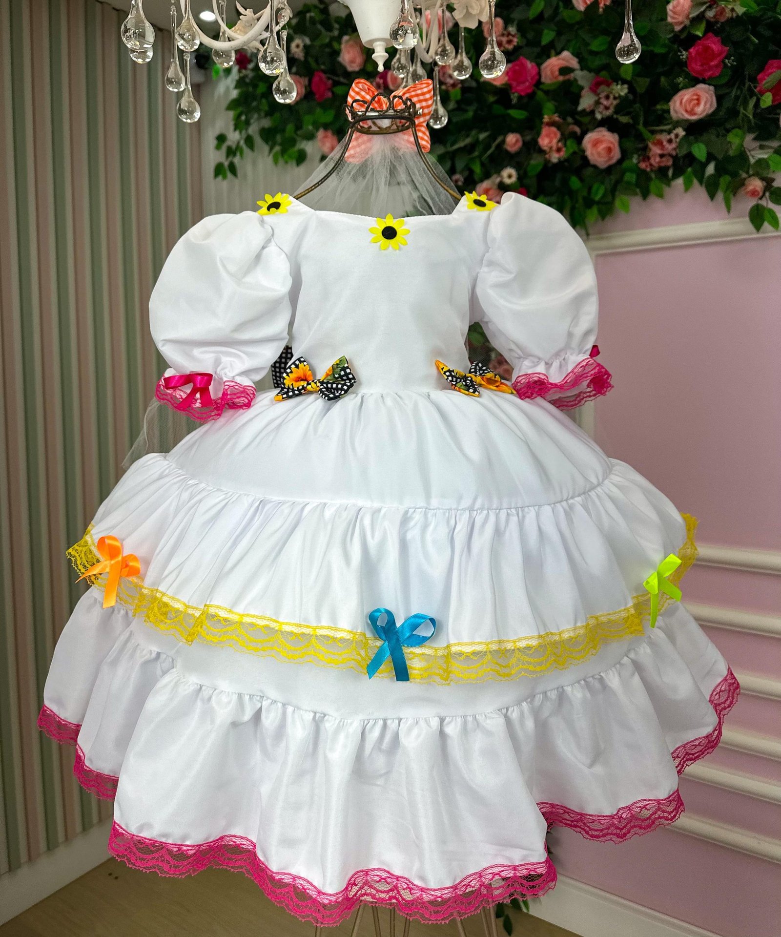 Vestido Junino Banana Club Luxo Noiva/Noivinha Branco - Imagem 6