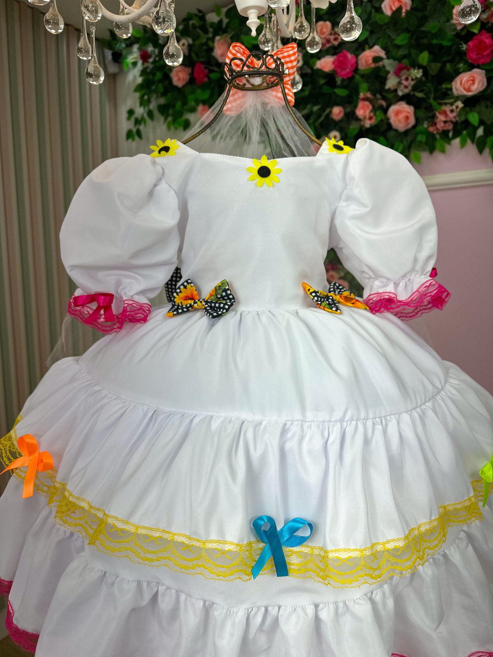 Vestido Junino Banana Club Luxo Noiva/Noivinha Branco - Imagem 7