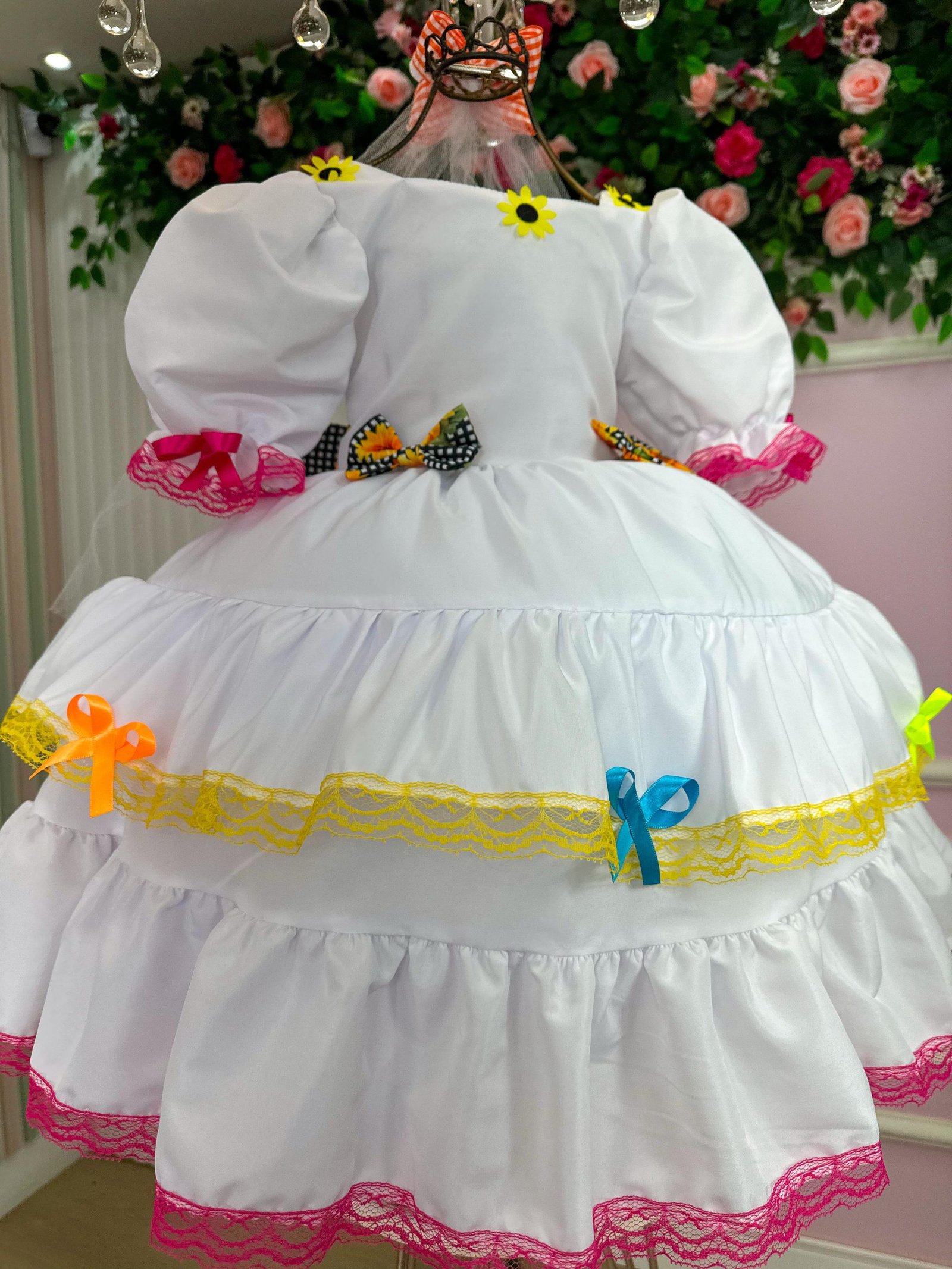 Vestido Junino Banana Club Luxo Noiva/Noivinha Branco - Imagem 8