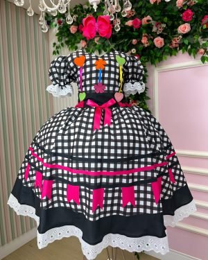 Vestido Marie Junino Luxo Arraia do Amor Preto