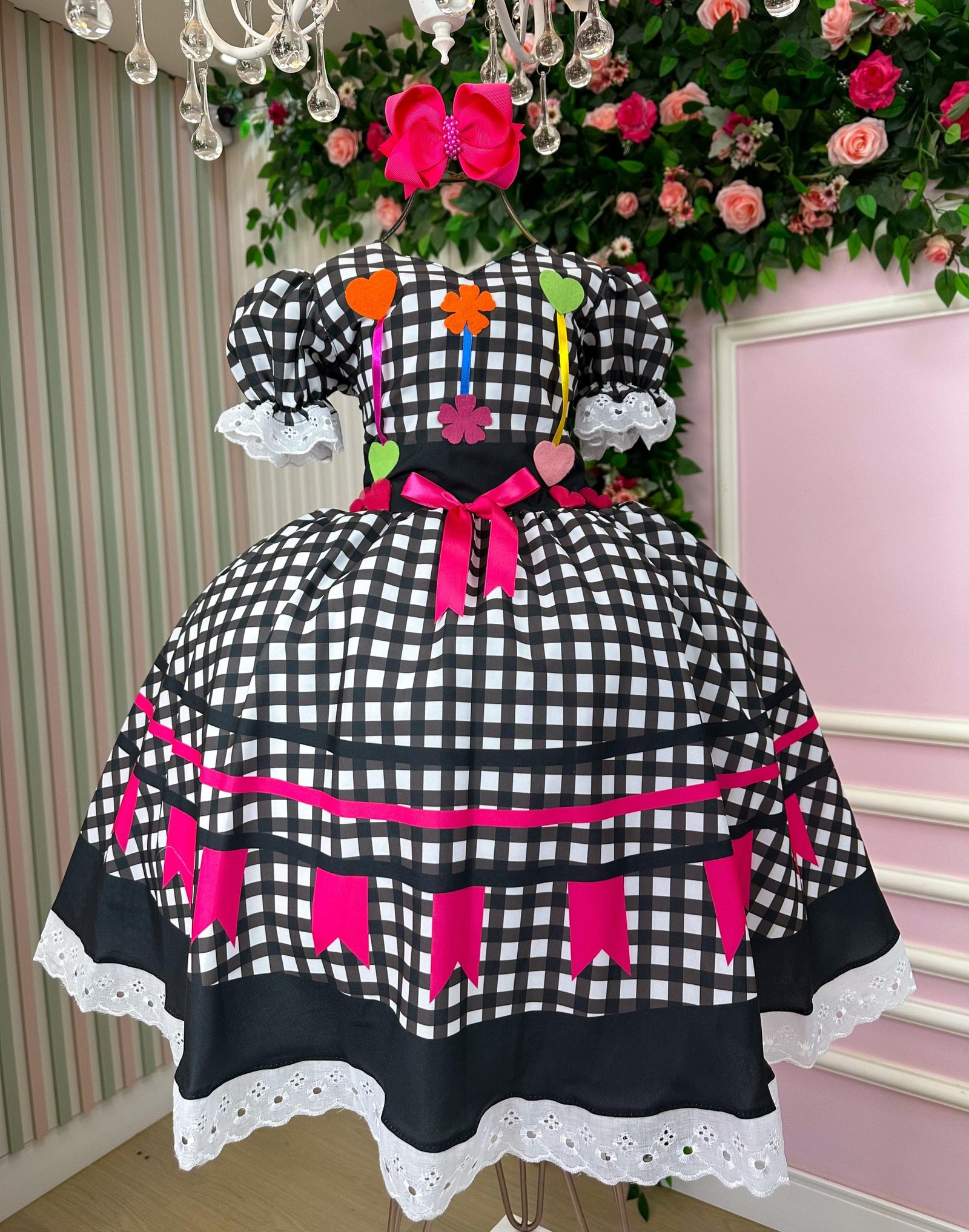 Vestido Marie Junino Luxo Arraia do Amor Preto