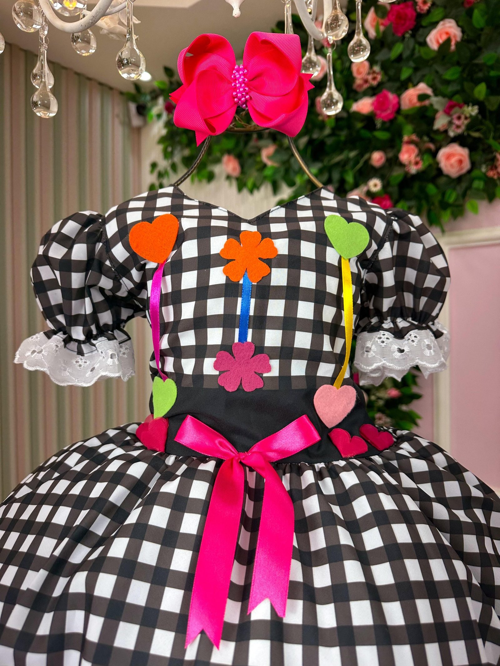 Vestido Marie Junino Luxo Arraia do Amor Preto - Imagem 2