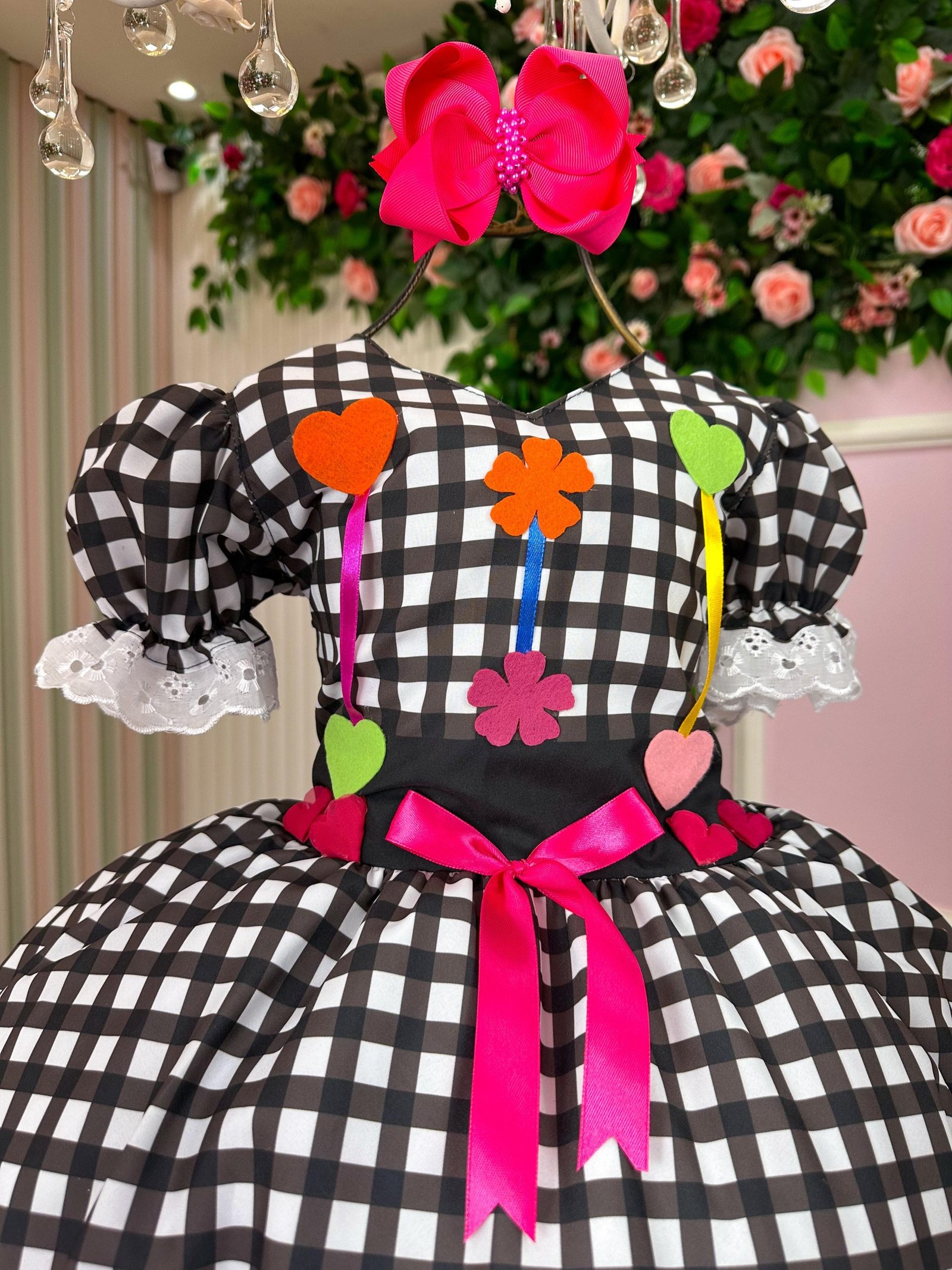 Vestido Marie Junino Luxo Arraia do Amor Preto - Imagem 3