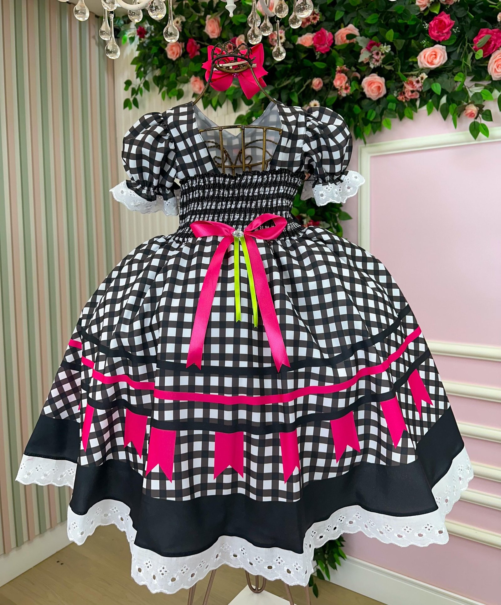 Vestido Marie Junino Luxo Arraia do Amor Preto - Imagem 4