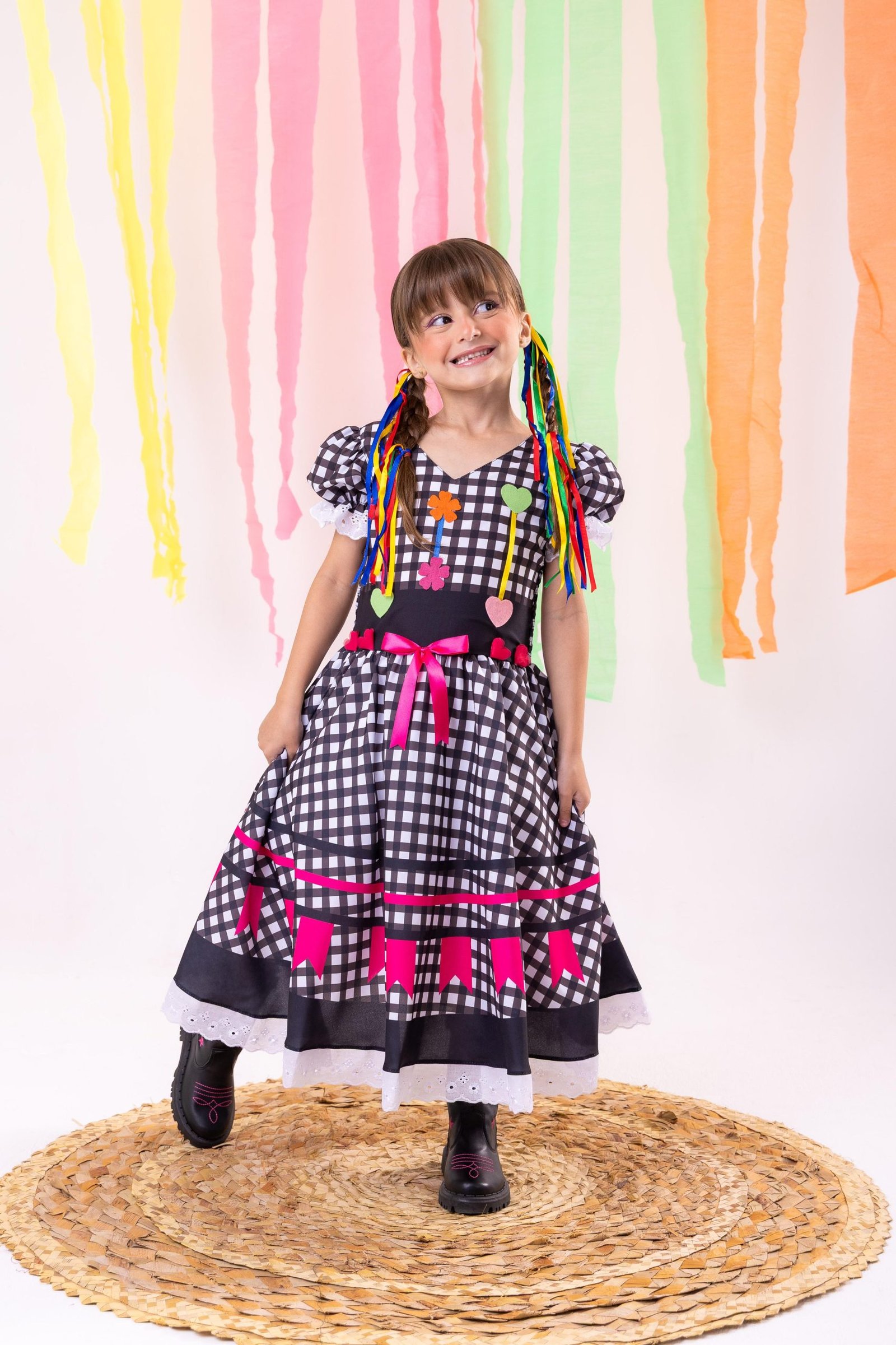 Vestido Marie Junino Luxo Arraia do Amor Preto - Imagem 5