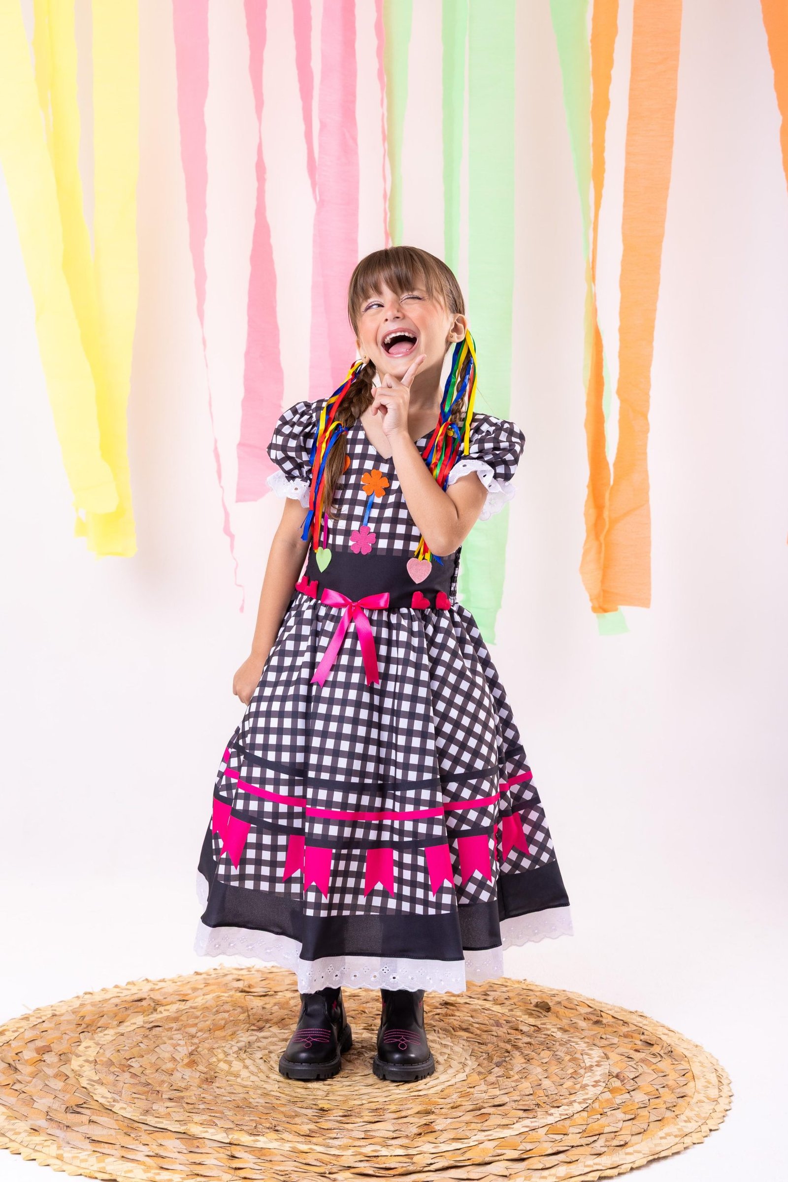 Vestido Marie Junino Luxo Arraia do Amor Preto - Imagem 6