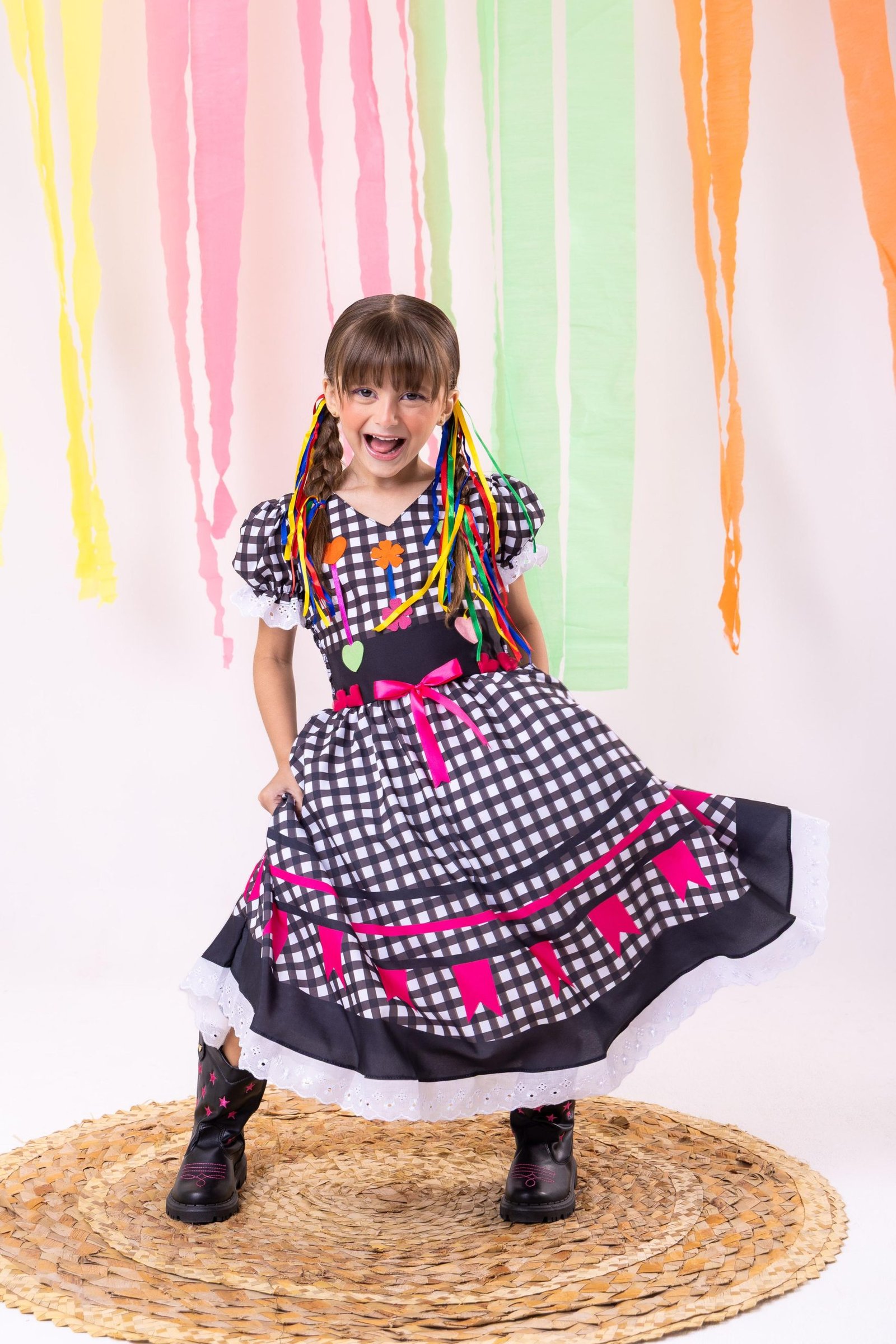 Vestido Marie Junino Luxo Arraia do Amor Preto - Imagem 7