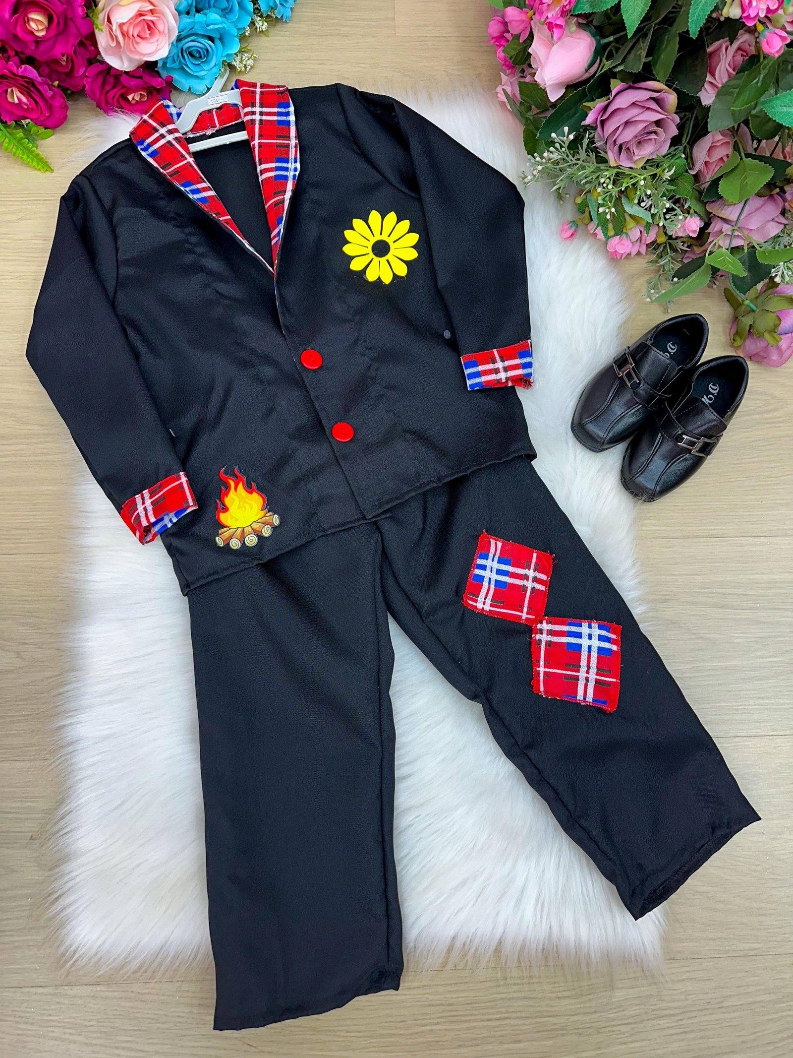 Conjunto Junino Princesa Belli Seu Juca Terno Preto - Imagem 6