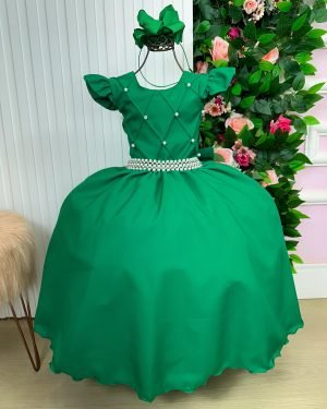 Vestido Ysa Kids Ariane Longo Verde Bandeira
