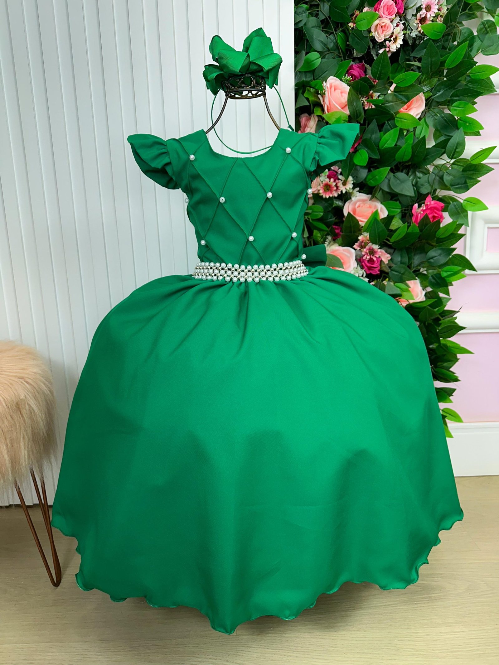 Vestido Ysa Kids Ariane Longo Verde Bandeira