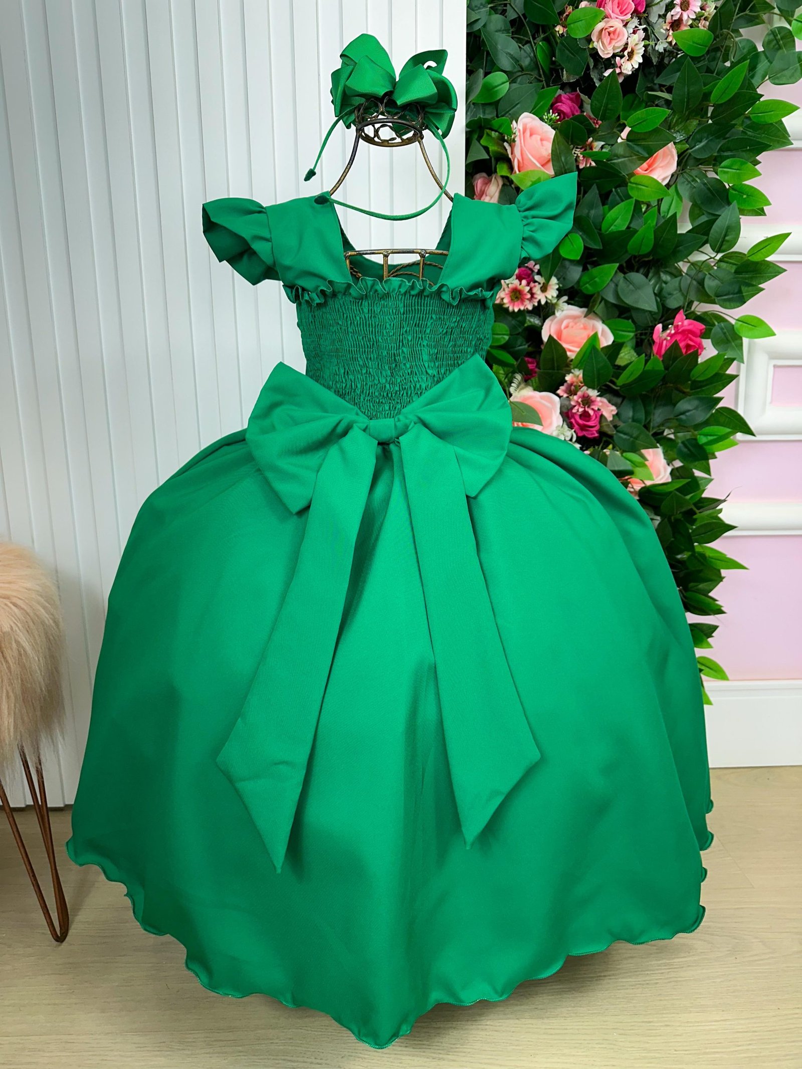 Vestido Ysa Kids Ariane Longo Verde Bandeira - Imagem 3