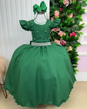 Vestido Ysa Kids Ariane Longo Verde Esmeralda