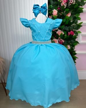 Vestido Ysa Kids Ariane Longo Azul Tifanny