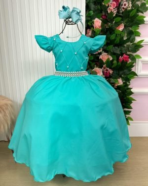 Vestido Ysa Kids Ariane Longo Verde Tifanny