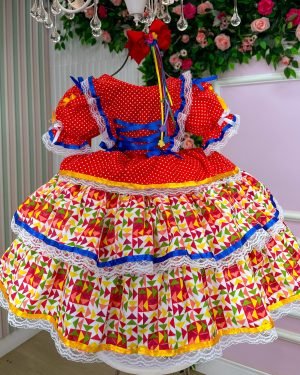 Vestido Bella Child Junino Forró Junino Vermelho