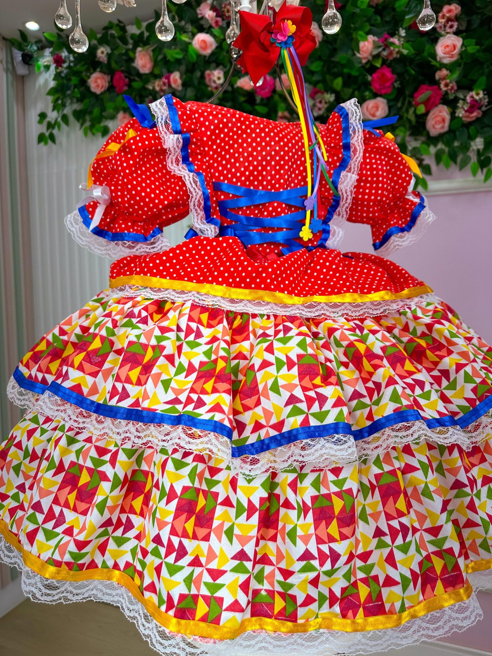 Vestido Bella Child Junino Forró Junino Vermelho - Imagem 4