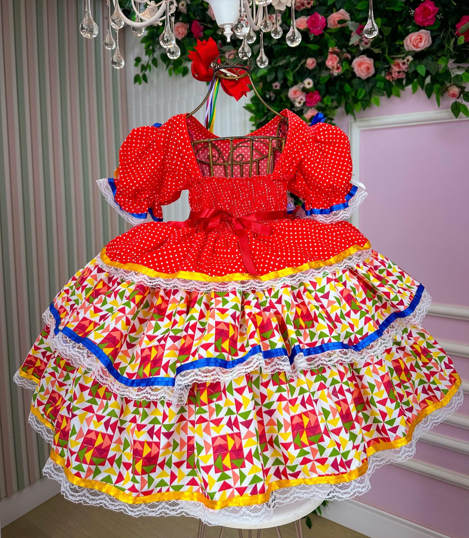 Vestido Bella Child Junino Forró Junino Vermelho - Imagem 5