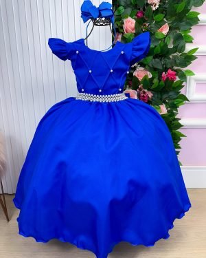 Vestido Ysa Kids Ariane Longo Azul Royal