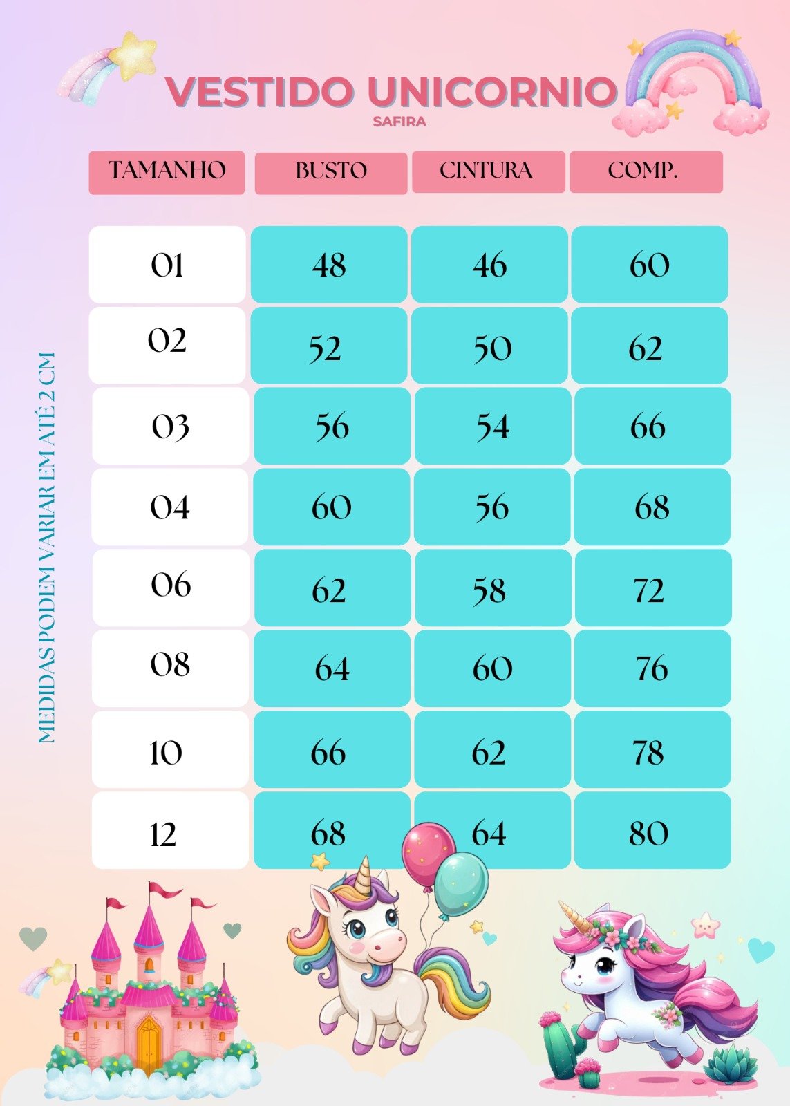 Vestido Mimadine Tematico Unicornio Safira Rosa Bebe - Imagem 6