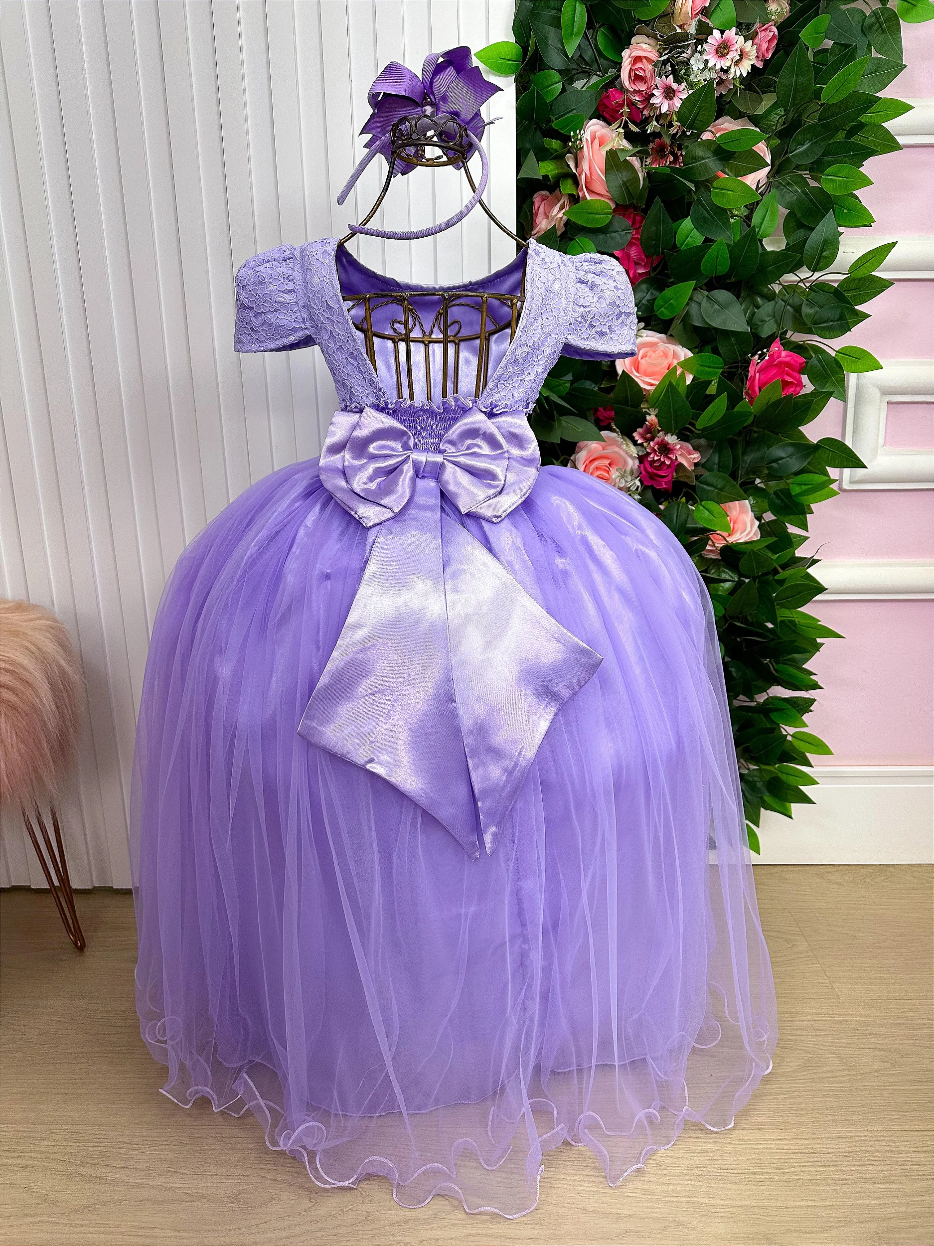 Vestido Enjoy Longo Laura Lilas Rendado - Imagem 3