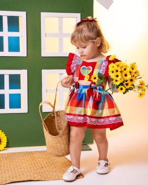 Romper/Vestido Princesa Belli Junino Vermelho