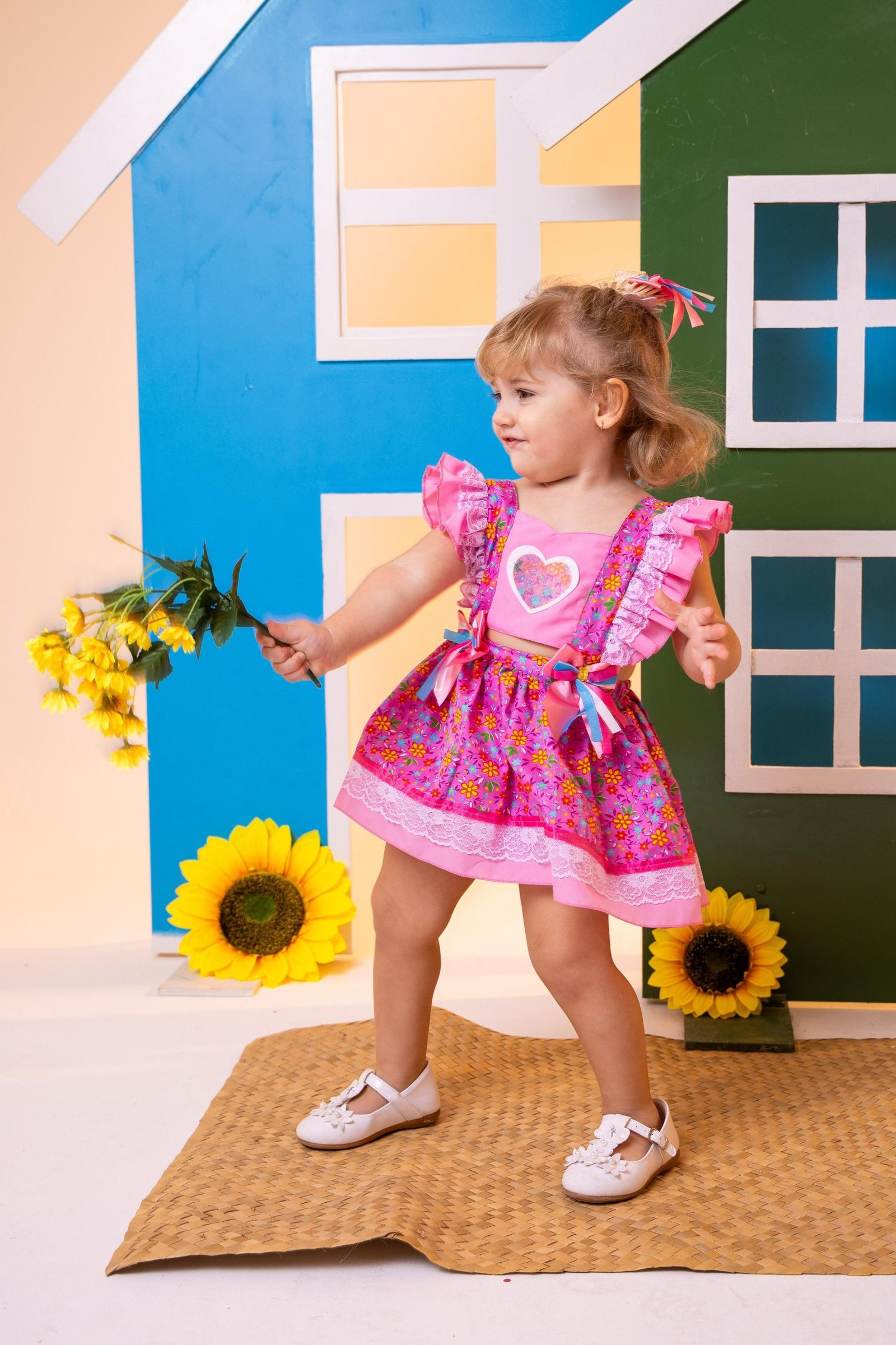 Romper/Vestido Princesa Belli Junino Rosa