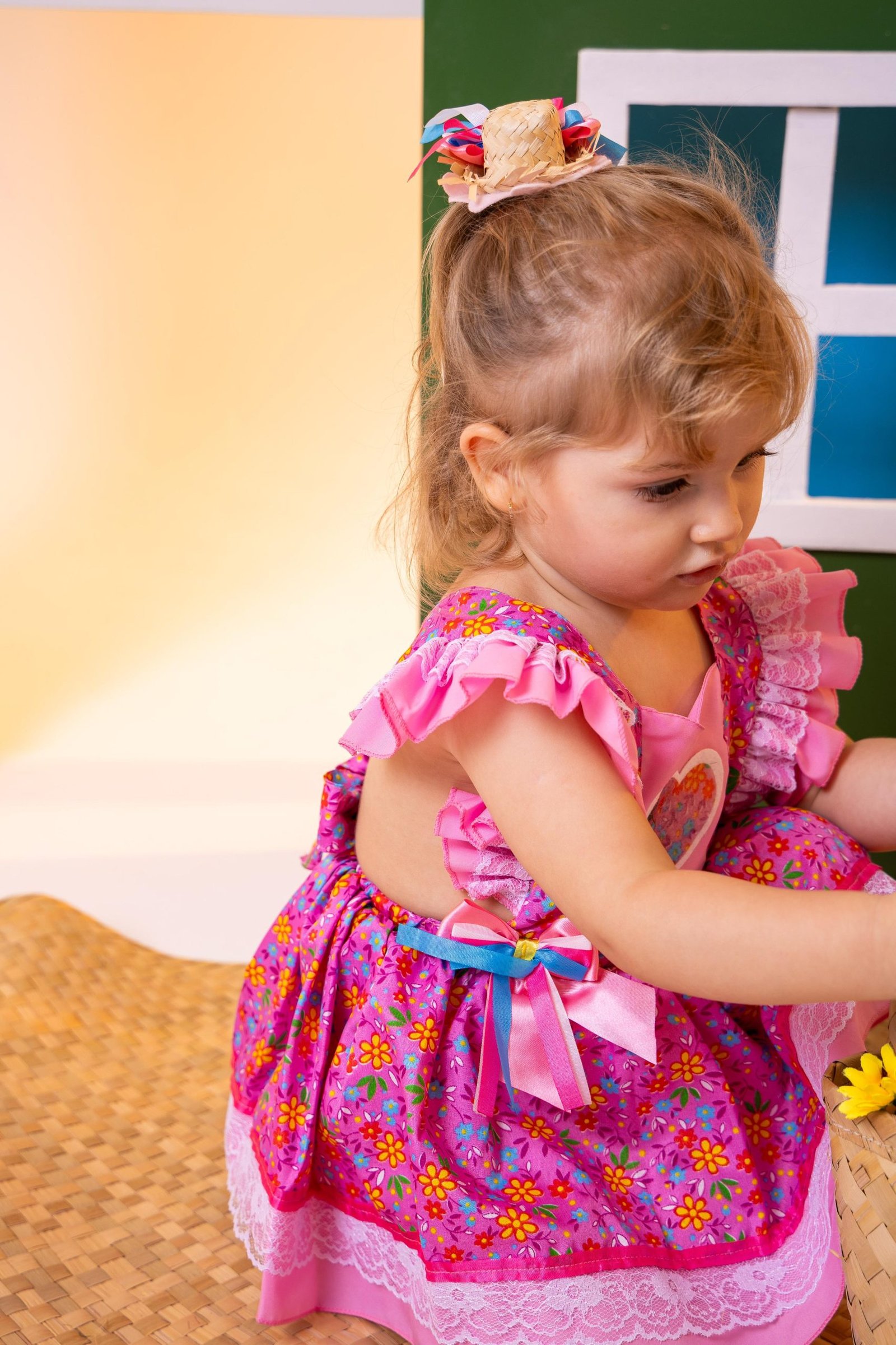 Romper/Vestido Princesa Belli Junino Rosa - Imagem 3