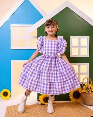 Vestido Banana Club Aline Xadrez Lilas