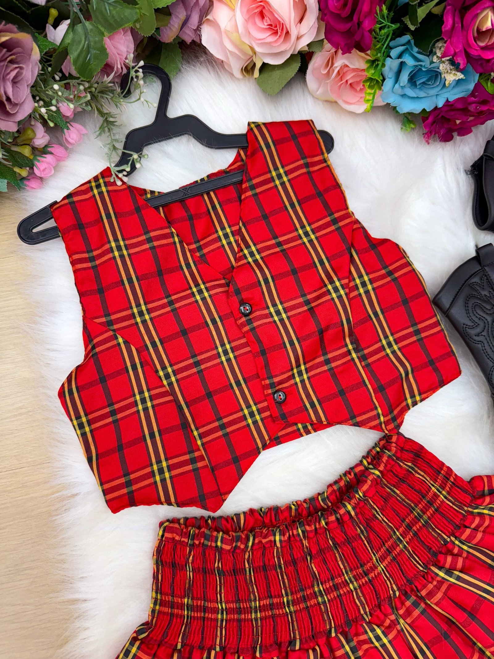 Conjunto Junino Miss Cherry Melissa Xadrez Vermelho - Imagem 2