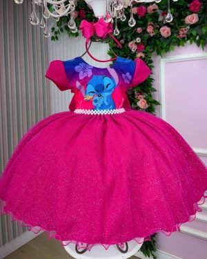 Vestido Tematicos Ysa Kids Lilo Stitch Pink Modelo 4