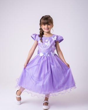 Vestido Marie Jardim Encantado Lilás