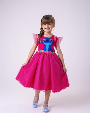 Vestido Tematicos Ysa Kids Lilo Stitch Pink Modelo 3