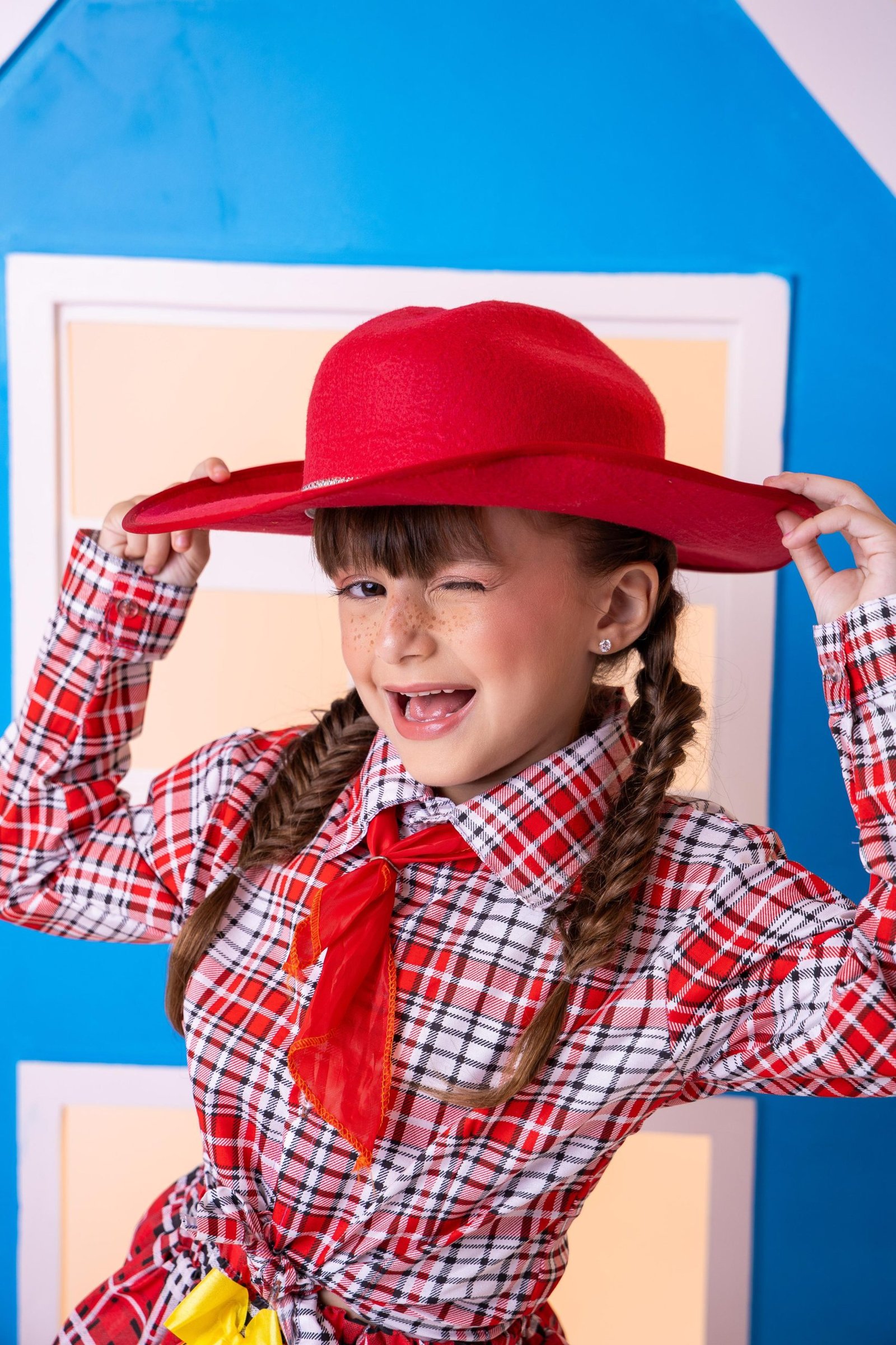 Conjunto Junino Xadrez Chiquinha Vermelho - Imagem 4