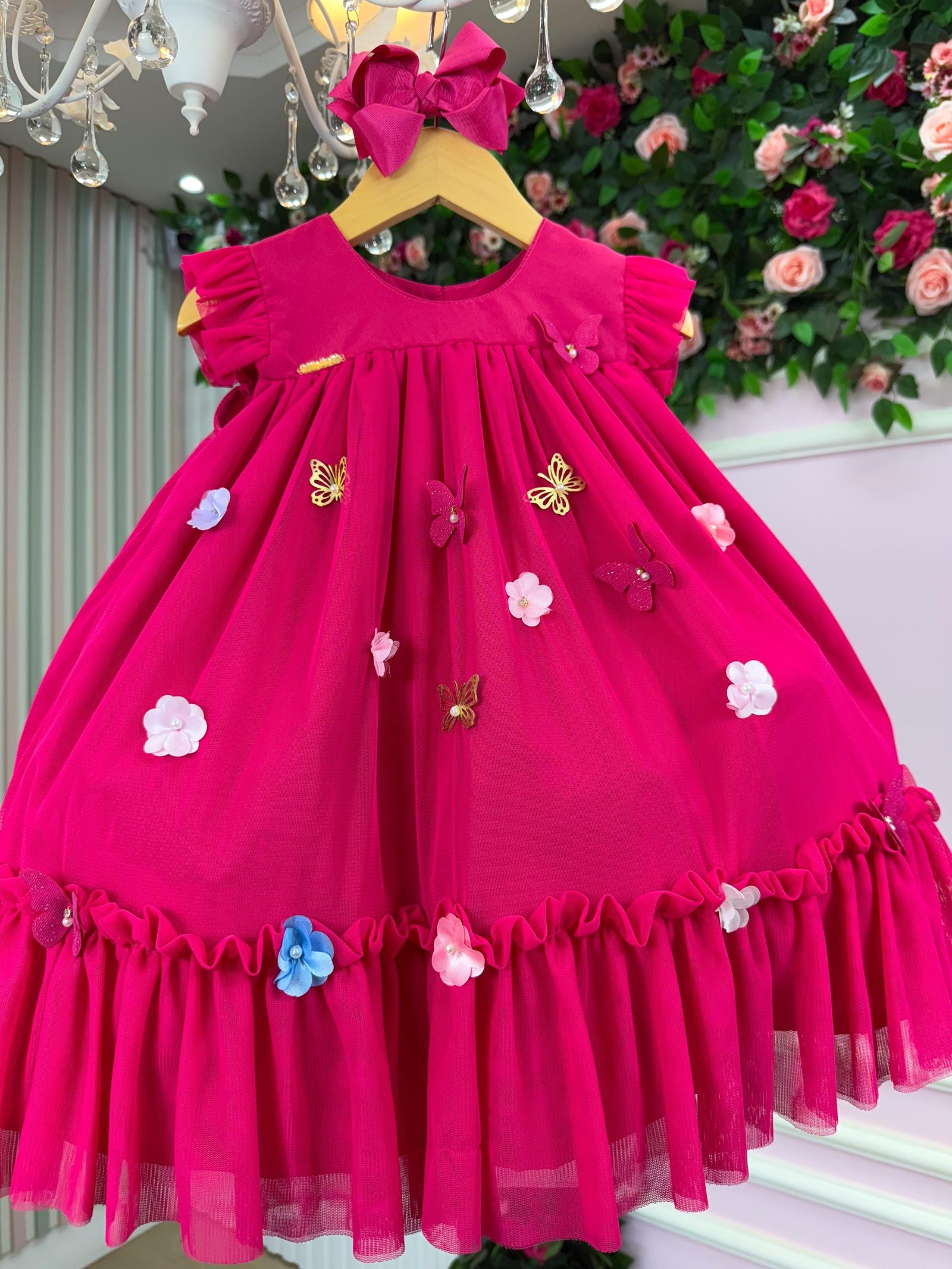 Vestido Vila Lele Jardim das Borboletas Baby Liz Pink - Imagem 2