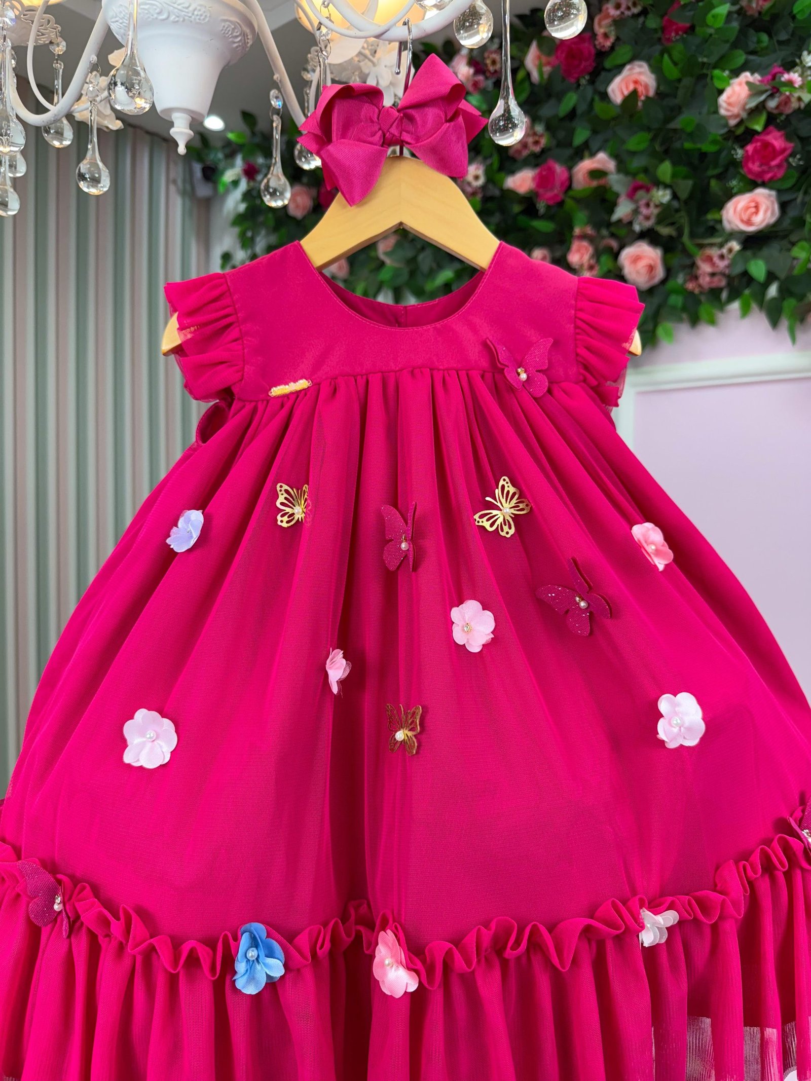 Vestido Vila Lele Jardim das Borboletas Baby Liz Pink - Imagem 3