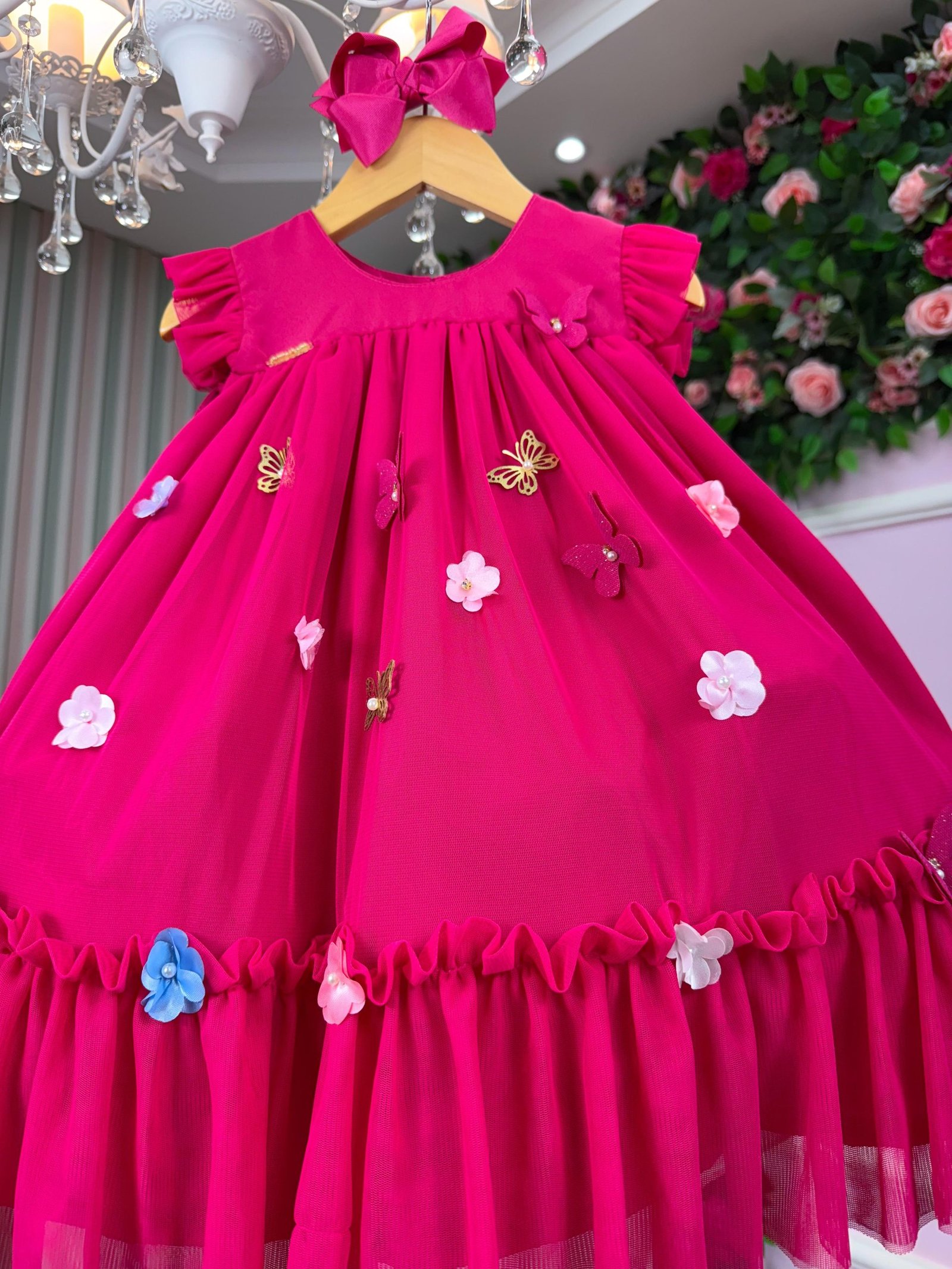 Vestido Vila Lele Jardim das Borboletas Baby Liz Pink - Imagem 4