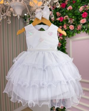 Vestido Vila Lele Bebe Lolo Saia Branca