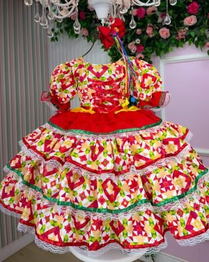 Vestido Bella Child Junino Quermesse da Capelinha Vermelho
