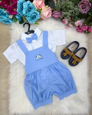 Conjunto Miss Cherry Meninos Bebe Theo Azul Bebe