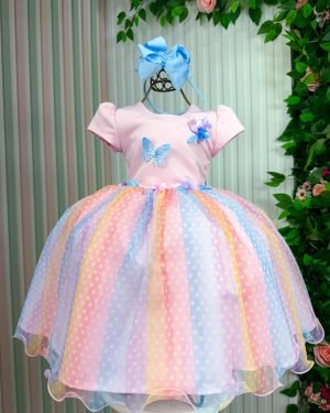 Vestido Vila Lele Ana Clara Rosa Saia Colorida