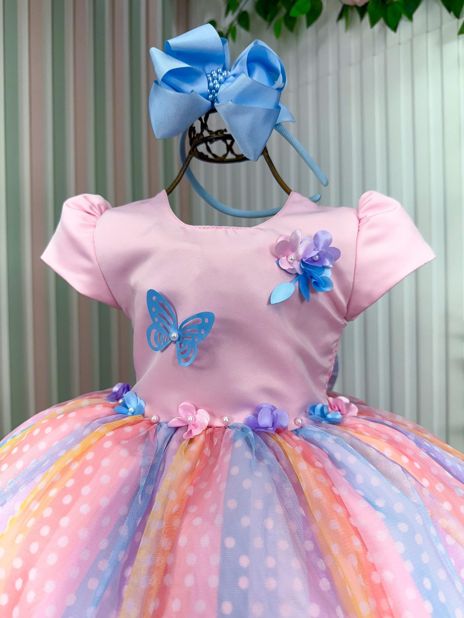 Vestido Vila Lele Ana Clara Rosa Saia Colorida - Imagem 5