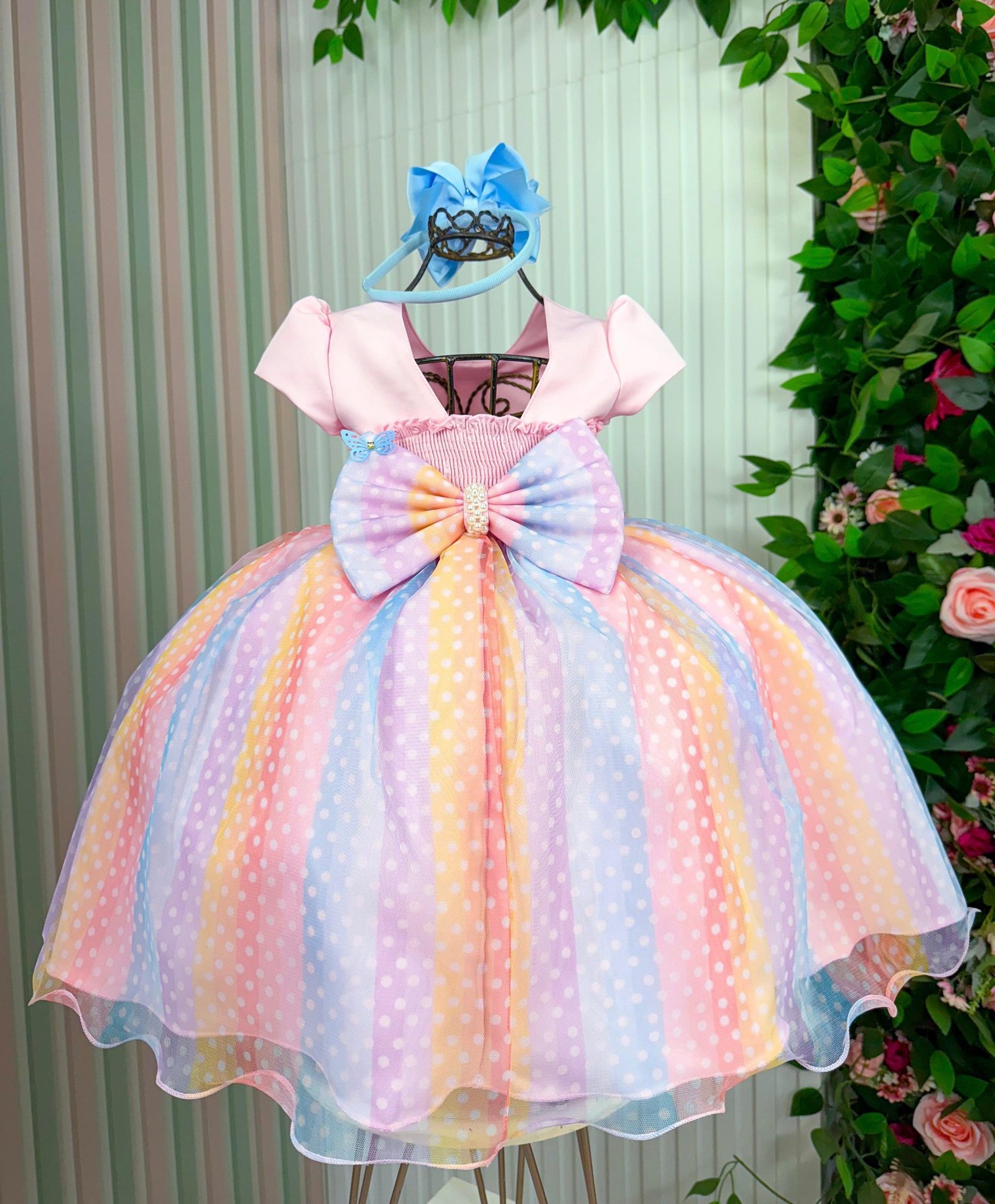 Vestido Vila Lele Ana Clara Rosa Saia Colorida - Imagem 7