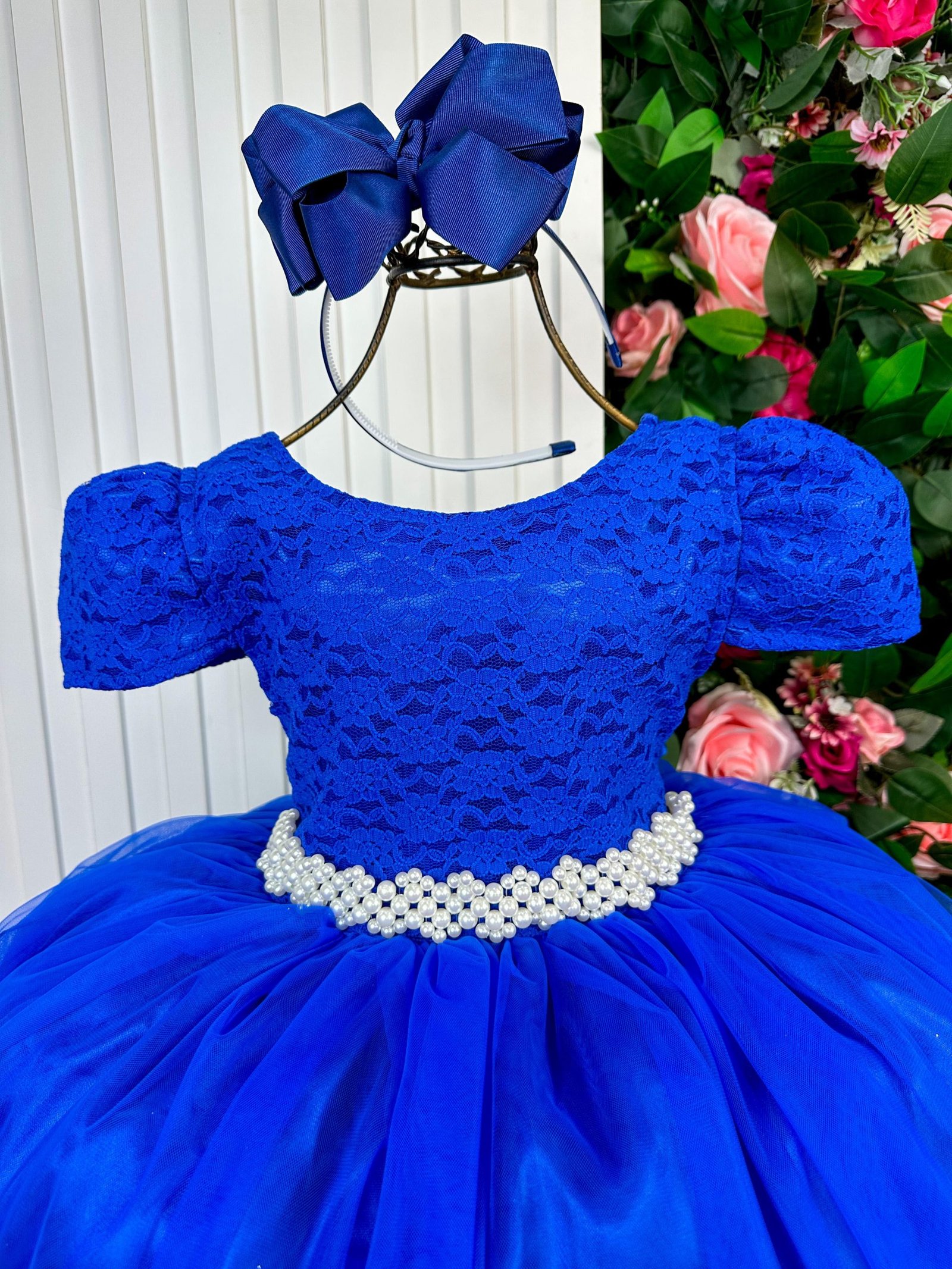 Vestido Enjoy Longo Laura Peito rendado Azul Royal - Imagem 2